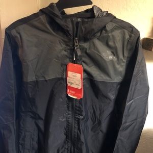 Boys North face rain jacket black and grey